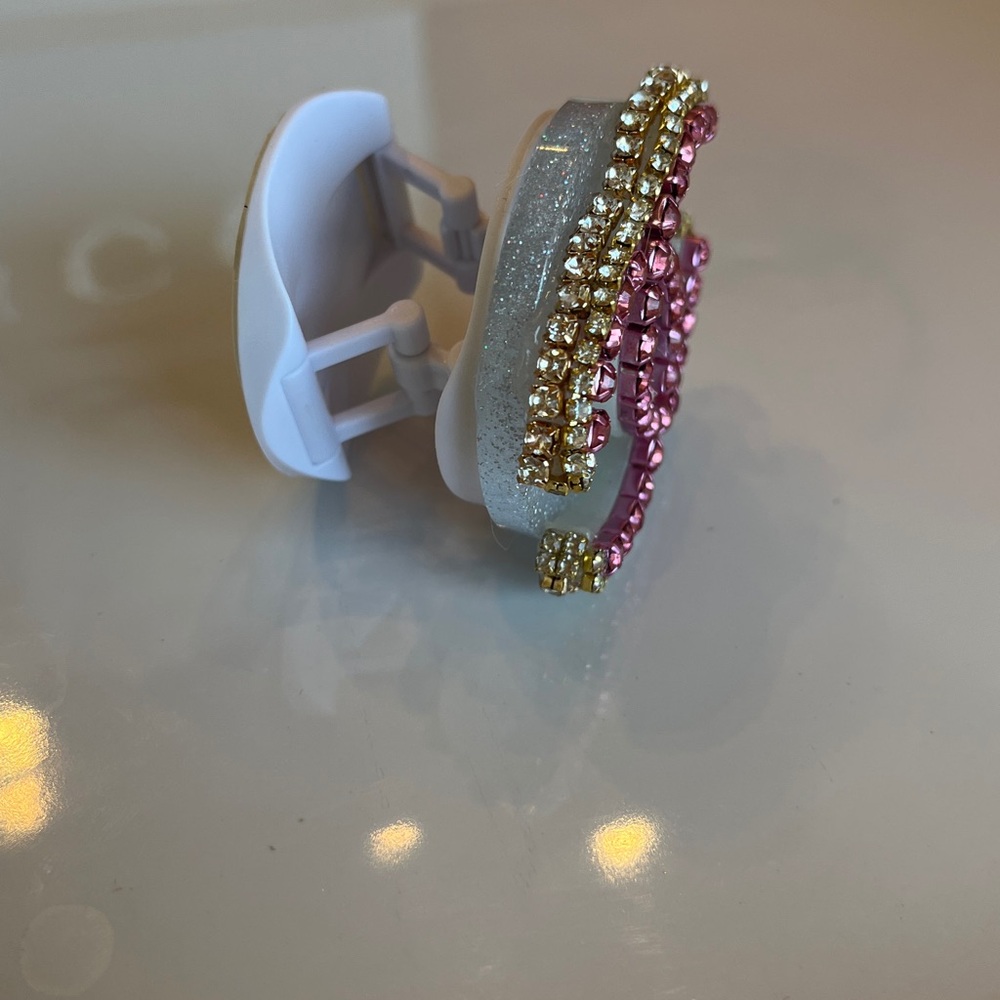 Fashion Pink and Gold Crystal Phone Grip - Picture 6 of 9